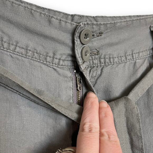 Calvin Klein Tie Front Wide Leg Relaxed Fit Linen Capri Pants Women's Size 8 - Picture 5 of 9